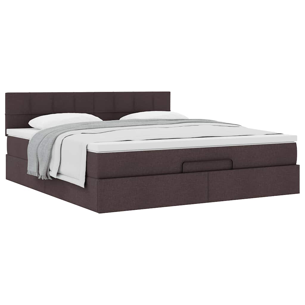 vidaXL Lit ottoman avec matelas Marron foncé 180x200 cm Tissu
