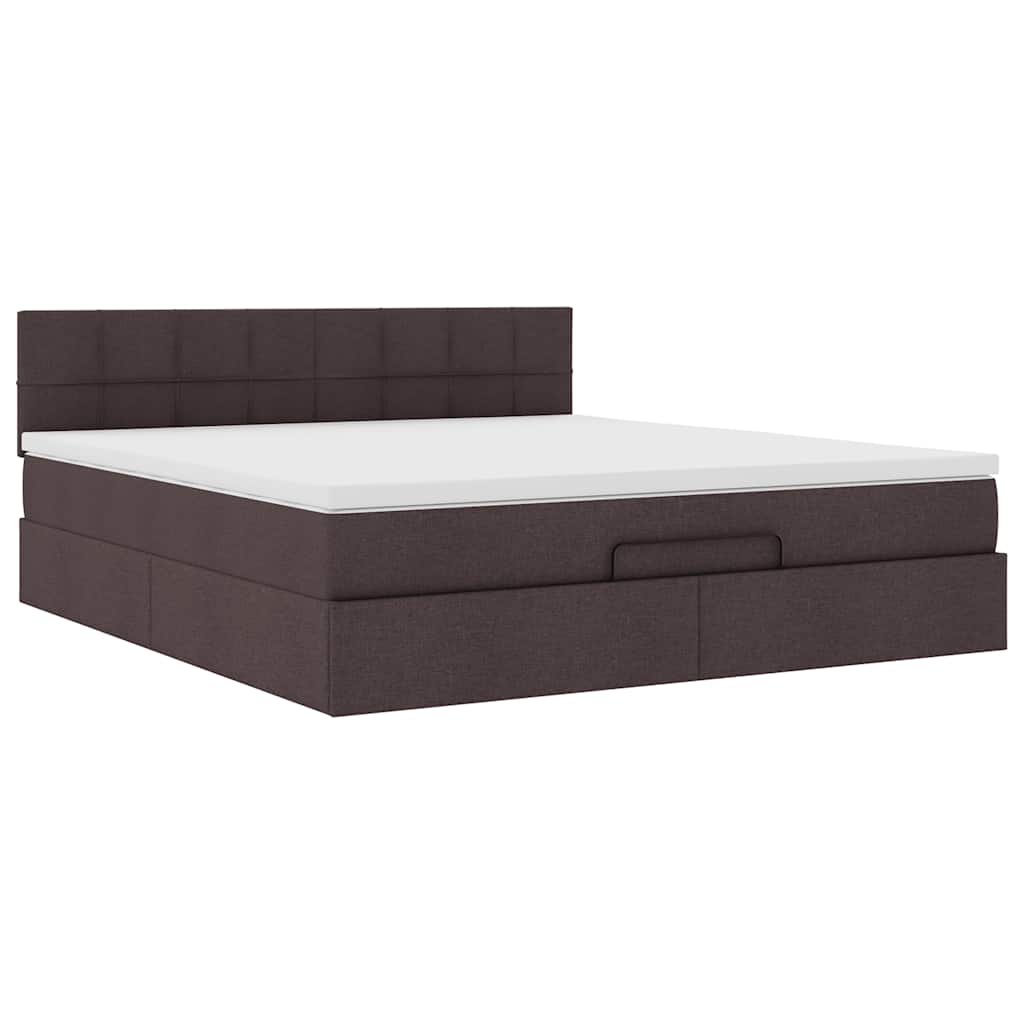 vidaXL Lit ottoman avec matelas Marron foncé 180x200 cm Tissu
