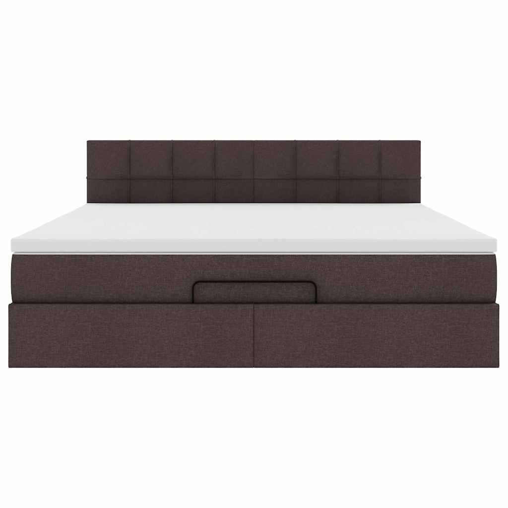 vidaXL Lit ottoman avec matelas Marron foncé 180x200 cm Tissu