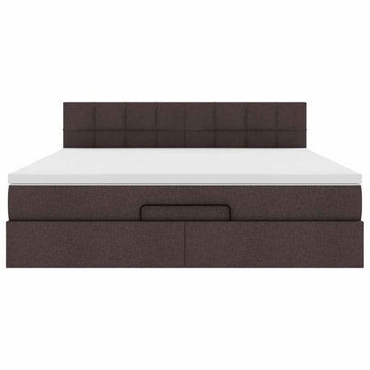 vidaXL Lit ottoman avec matelas Marron foncé 180x200 cm Tissu