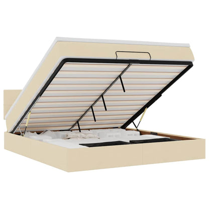 Ottoman-Bett mit Matratze Creme 180x200 cm Stoff