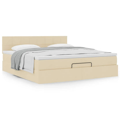 vidaXL Ottoman-Bett mit Matratze Creme 180x200 cm Stoff