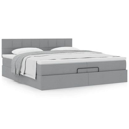 vidaXL Ottoman-Bett mit Matratze Hellgrau 200x200 cm Stoff