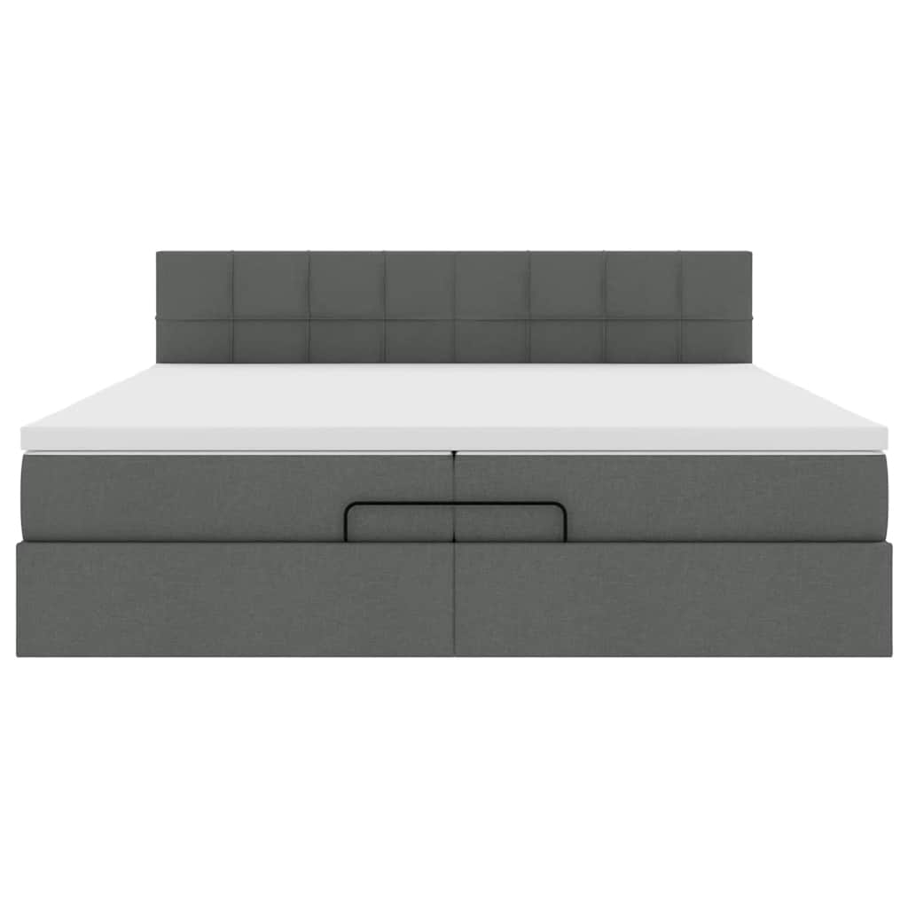 vidaXL Ottoman-Bett mit Matratze Dunkelgrau 200x200 cm Stoff