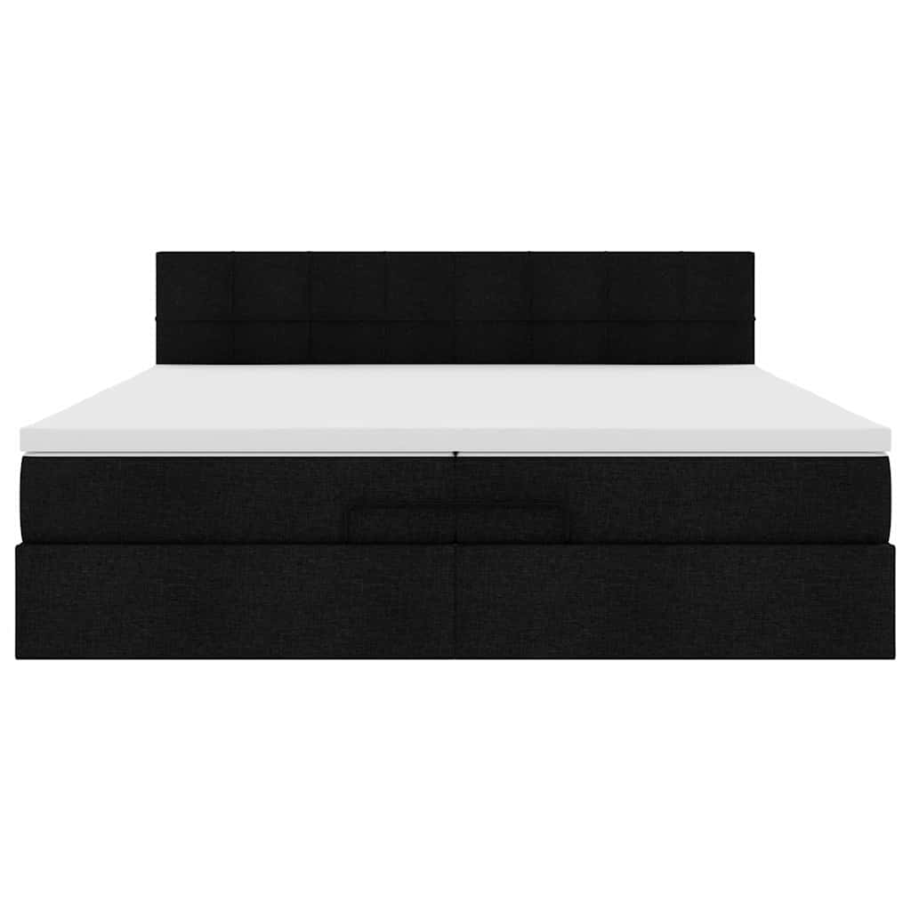 vidaXL Ottoman-Bett mit Matratze Schwarz 200x200 cm Stoff