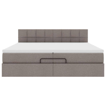 Ottoman-Bett mit Matratze Taupe 200x200 cm Stoff