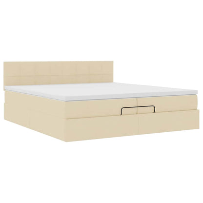 vidaXL Lit ottoman avec matelas Tissu Crème 200x200 cm