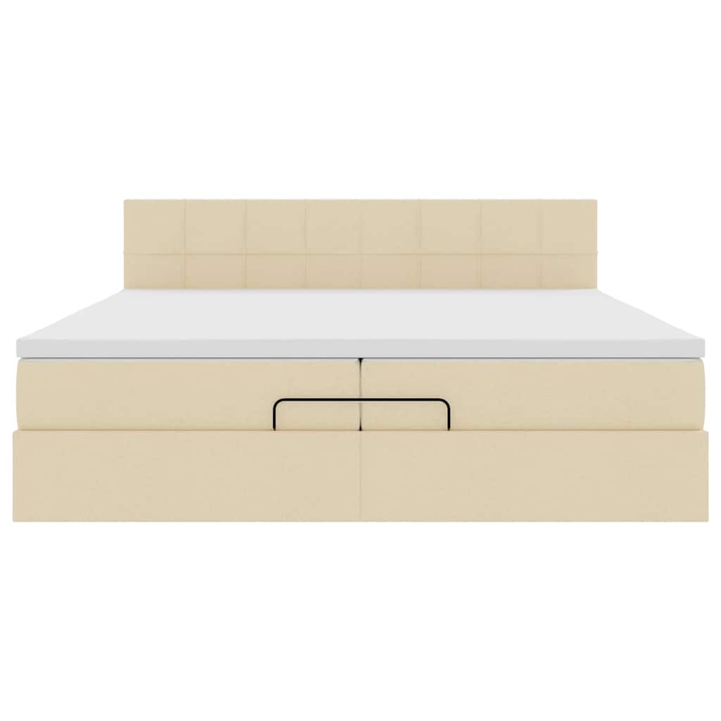 vidaXL Lit ottoman avec matelas Tissu Crème 200x200 cm