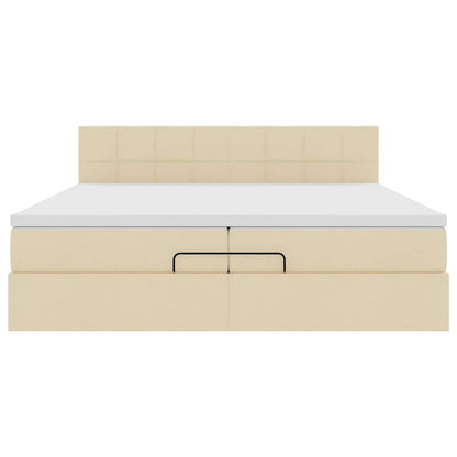 vidaXL Lit ottoman avec matelas Tissu Crème 200x200 cm