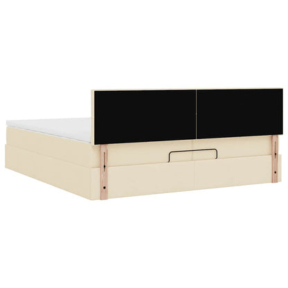 vidaXL Lit ottoman avec matelas Tissu Crème 200x200 cm