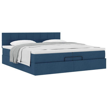 vidaXL Ottoman-Bett mit Matratze Blau 200x200 cm Stoff