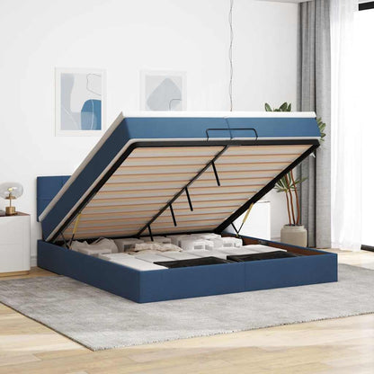 vidaXL Ottoman-Bett mit Matratze Blau 200x200 cm Stoff
