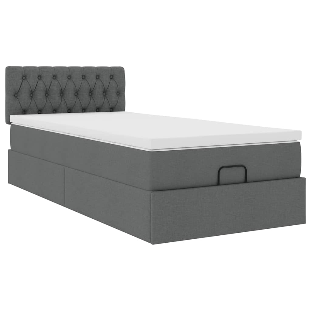 vidaXL Ottoman-Bett mit Matratze Dunkelgrau 80x200 cm Stoff