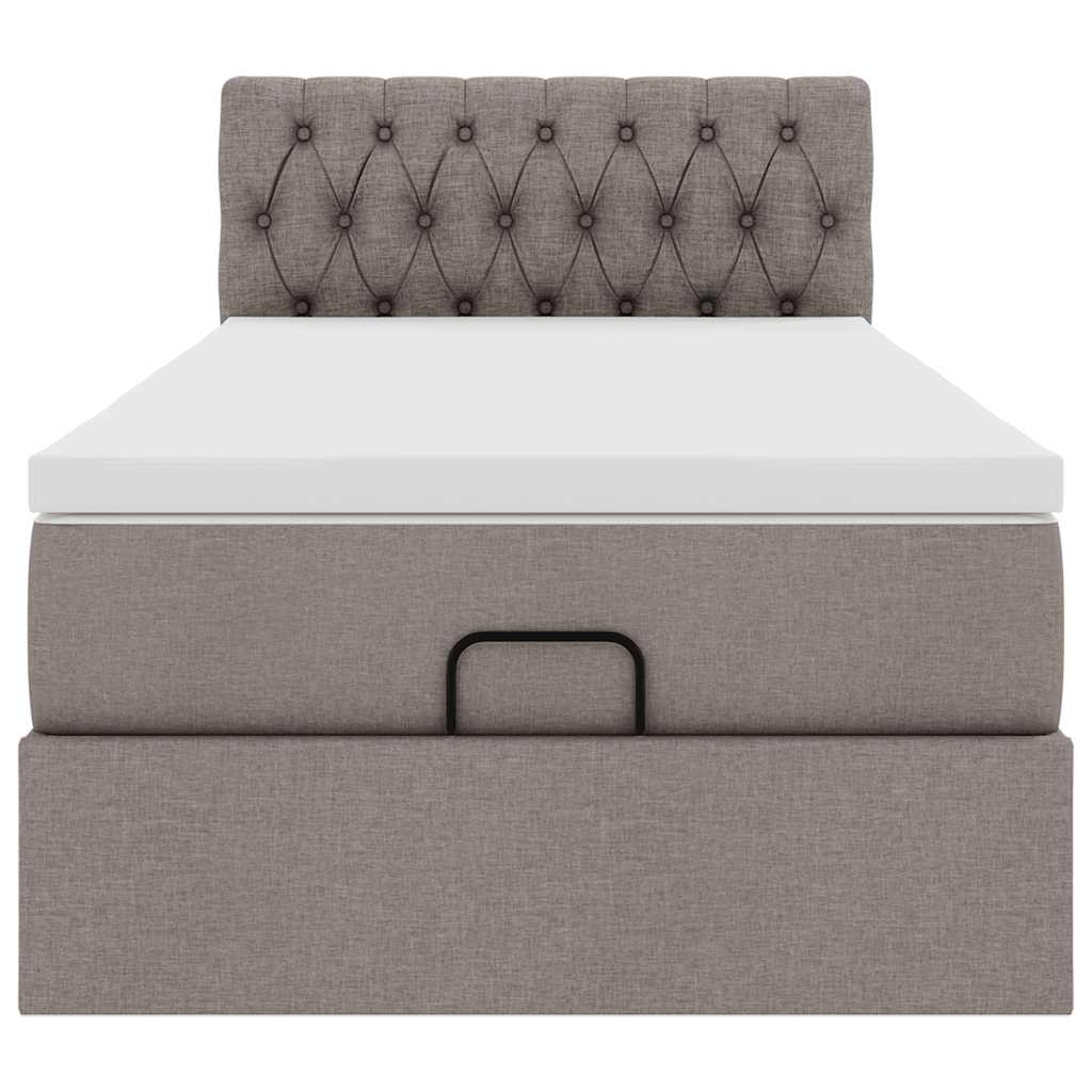 vidaXL Ottoman-Bett mit Matratze Taupe 80x200 cm Stoff