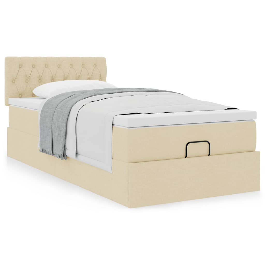 vidaXL Ottoman-Bett mit Matratze Creme 80x200 cm Stoff