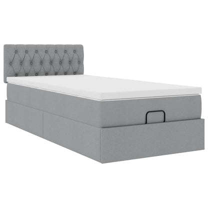 vidaXL Ottoman-Bett mit Matratze Hellgrau 90x190 cm Stoff
