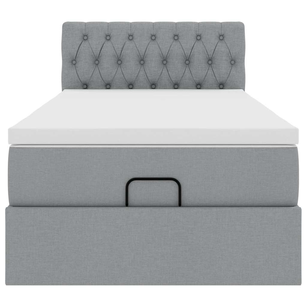 vidaXL Ottoman-Bett mit Matratze Hellgrau 90x190 cm Stoff