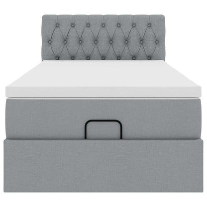 vidaXL Ottoman-Bett mit Matratze Hellgrau 90x190 cm Stoff