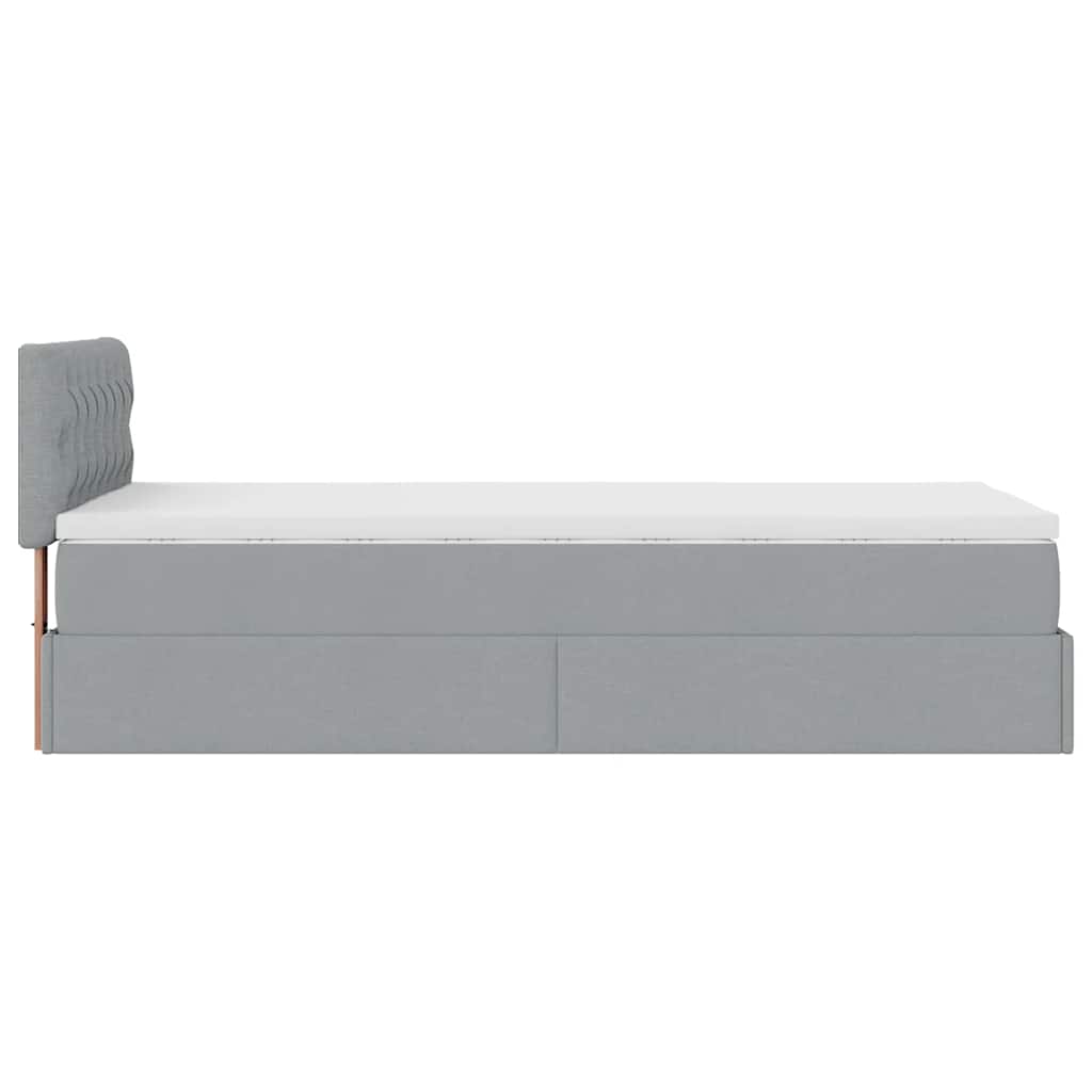 vidaXL Ottoman-Bett mit Matratze Hellgrau 90x190 cm Stoff