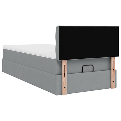 vidaXL Ottoman-Bett mit Matratze Hellgrau 90x190 cm Stoff
