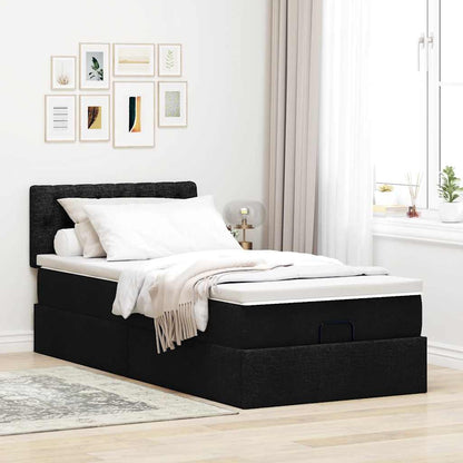 vidaXL Ottoman-Bett mit Matratze Schwarz 90x190 cm Stoff
