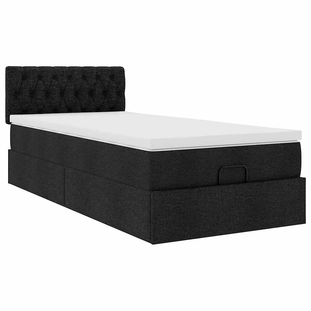 vidaXL Ottoman-Bett mit Matratze Schwarz 90x190 cm Stoff