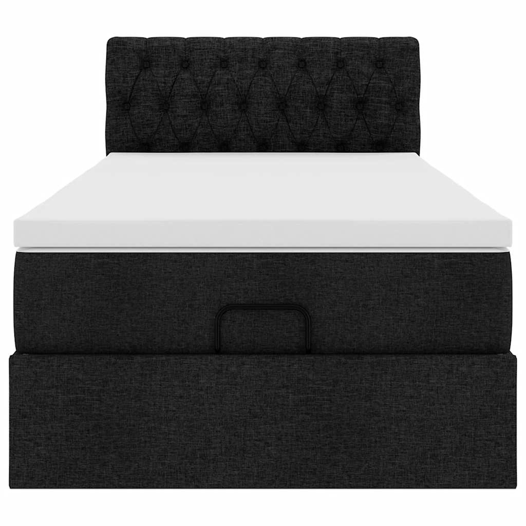 vidaXL Ottoman-Bett mit Matratze Schwarz 90x190 cm Stoff