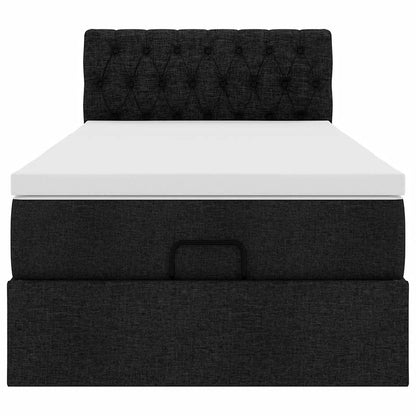 vidaXL Ottoman-Bett mit Matratze Schwarz 90x190 cm Stoff