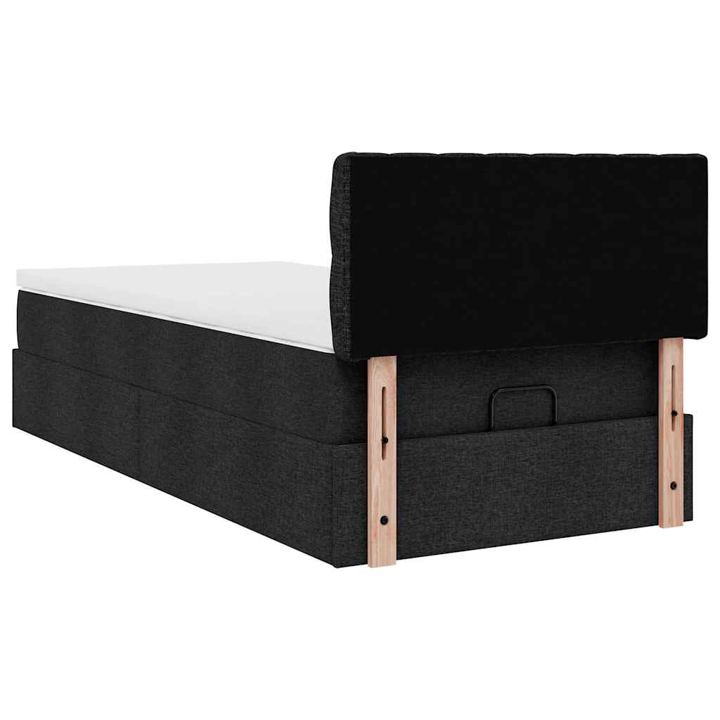 vidaXL Ottoman-Bett mit Matratze Schwarz 90x190 cm Stoff