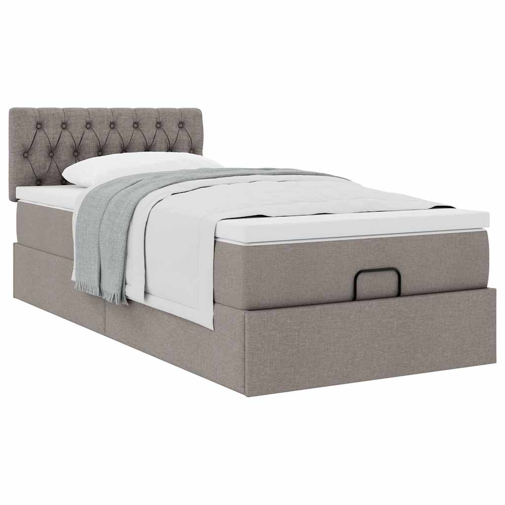 vidaXL Ottoman-Bett mit Matratze Taupe 90x190 cm Stoff