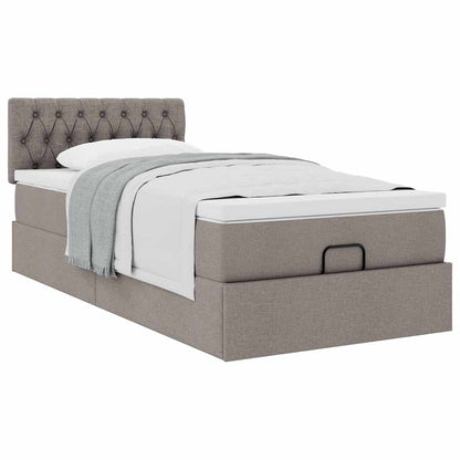 vidaXL Ottoman-Bett mit Matratze Taupe 90x190 cm Stoff