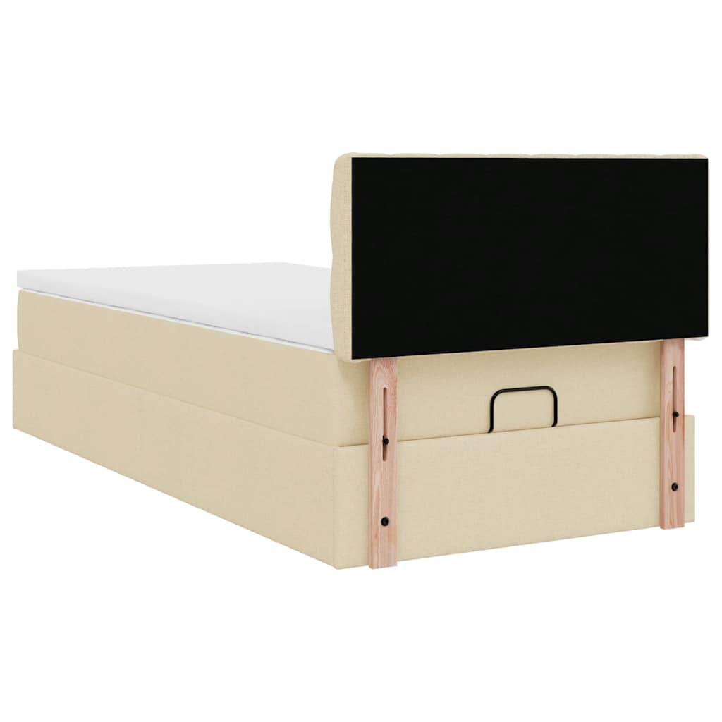 vidaXL Lit-coffre avec matelas Crème 90x190 cm Tissu