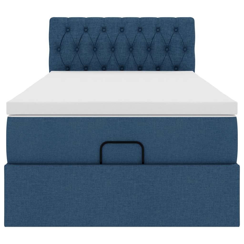 vidaXL Ottoman-Bett mit Matratze Blau 90x190 cm Stoff