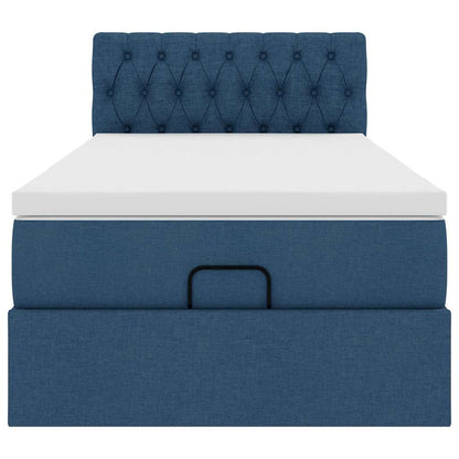 vidaXL Ottoman-Bett mit Matratze Blau 90x190 cm Stoff