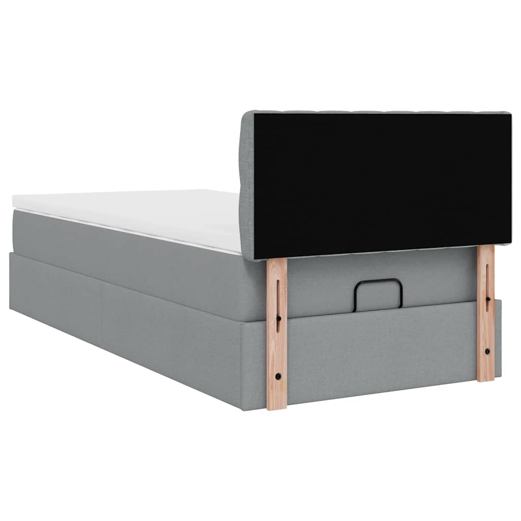 vidaXL Ottoman-Bett mit Matratze Hellgrau 90x200 cm Stoff