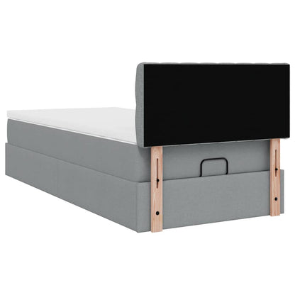 vidaXL Ottoman-Bett mit Matratze Hellgrau 90x200 cm Stoff