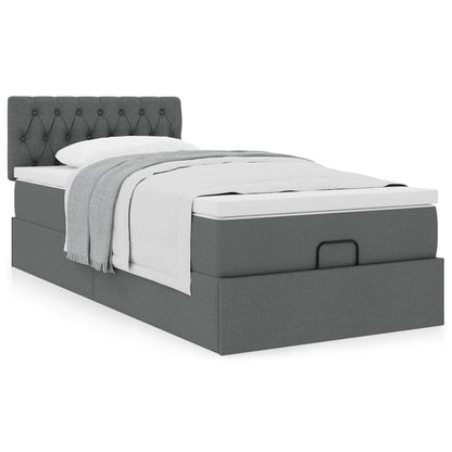 vidaXL Ottoman-Bett mit Matratze Dunkelgrau 90x200 cm Stoff