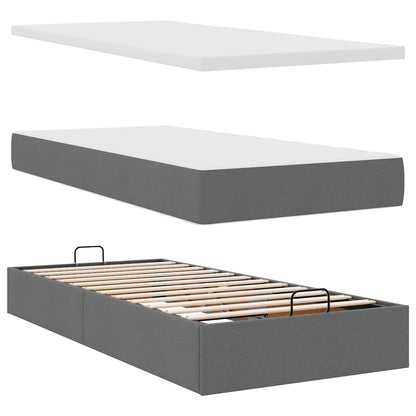 vidaXL Ottoman-Bett mit Matratze Dunkelgrau 90x200 cm Stoff