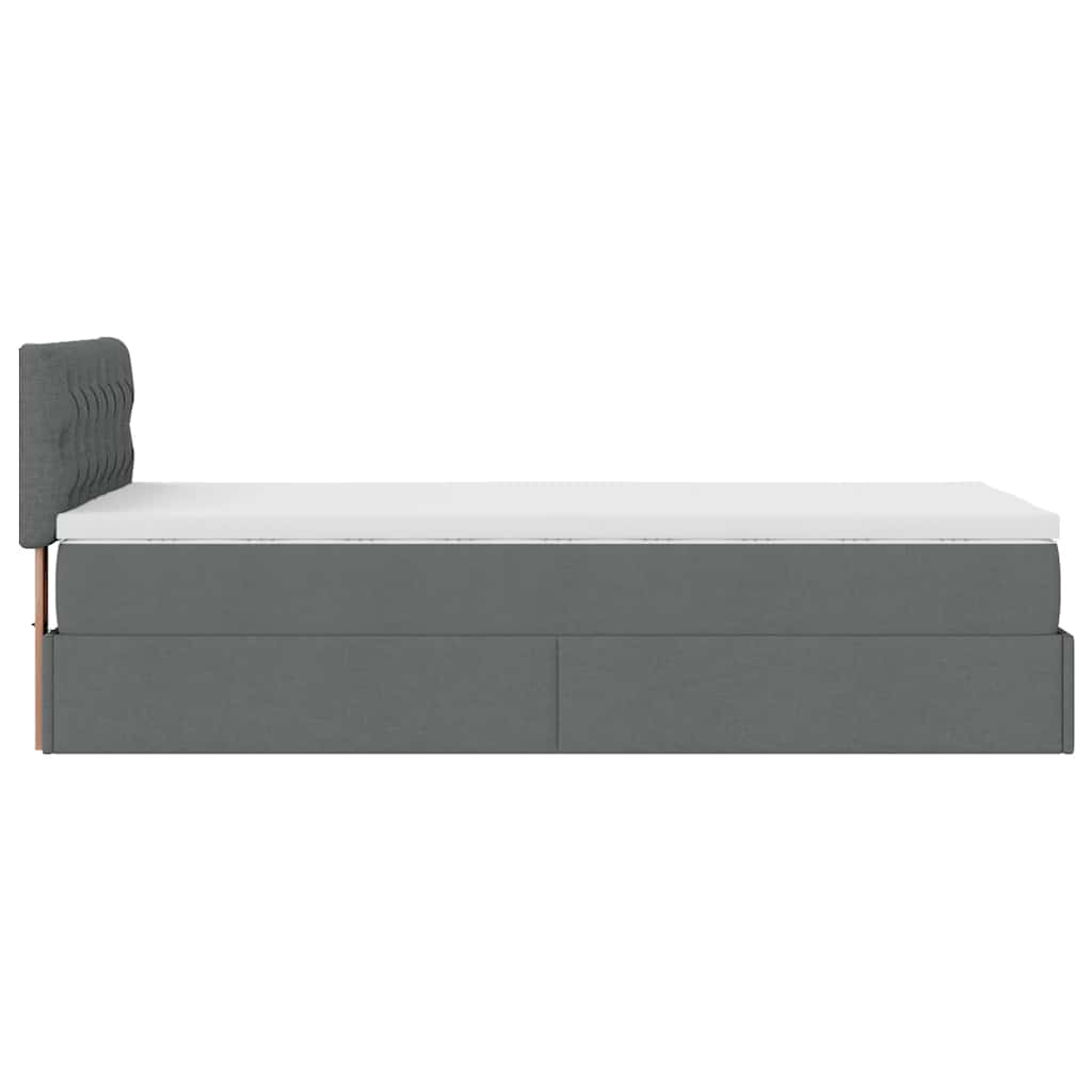vidaXL Ottoman-Bett mit Matratze Dunkelgrau 90x200 cm Stoff