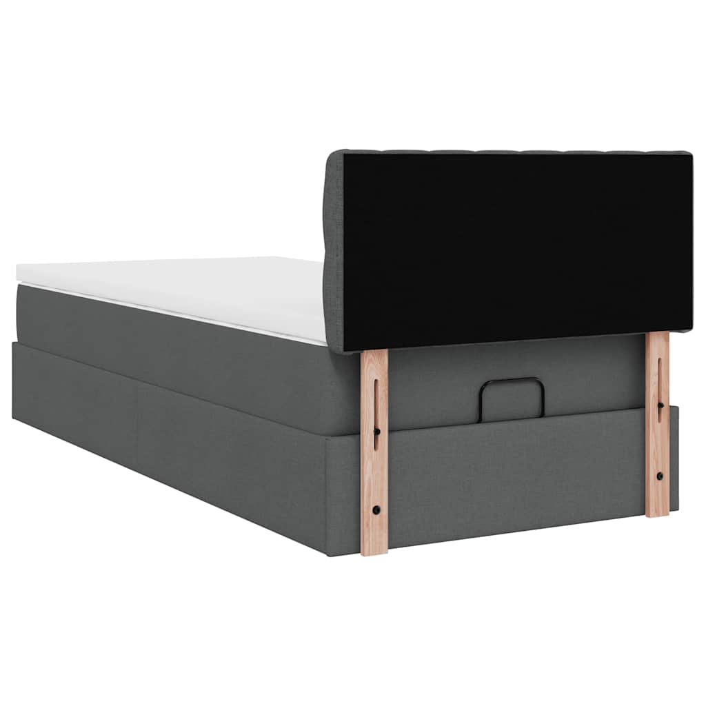 vidaXL Ottoman-Bett mit Matratze Dunkelgrau 90x200 cm Stoff