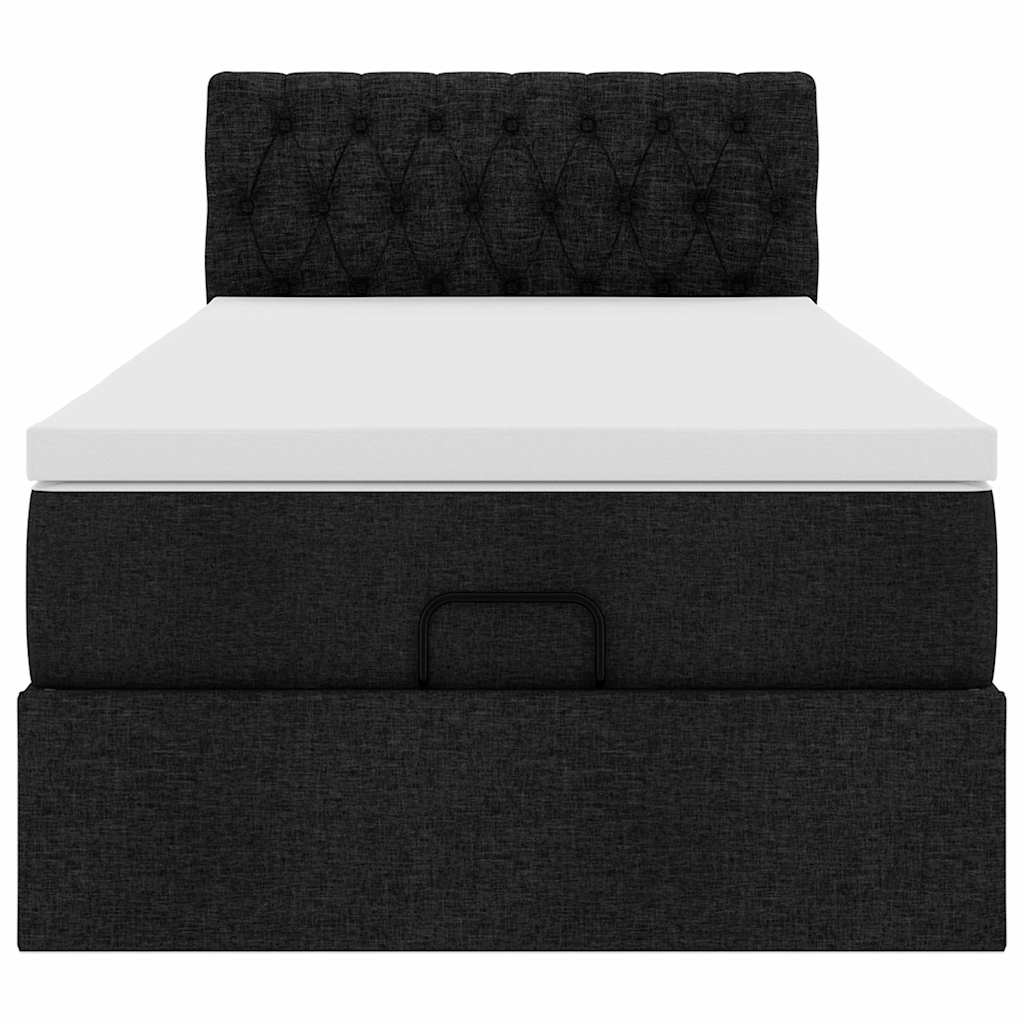 vidaXL Ottoman-Bett mit Matratze Schwarz 90x200 cm Stoff
