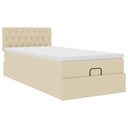 vidaXL Ottoman-Bett mit Matratze Creme 90x200 cm Stoff