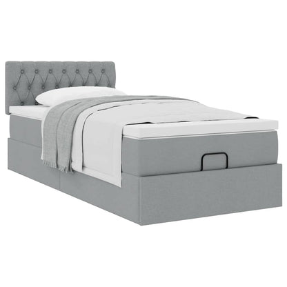 vidaXL Lit ottoman avec matelas Gris clair 100x200 cm Tissu