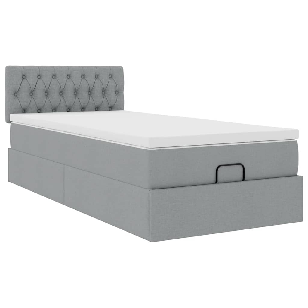vidaXL Lit ottoman avec matelas Gris clair 100x200 cm Tissu