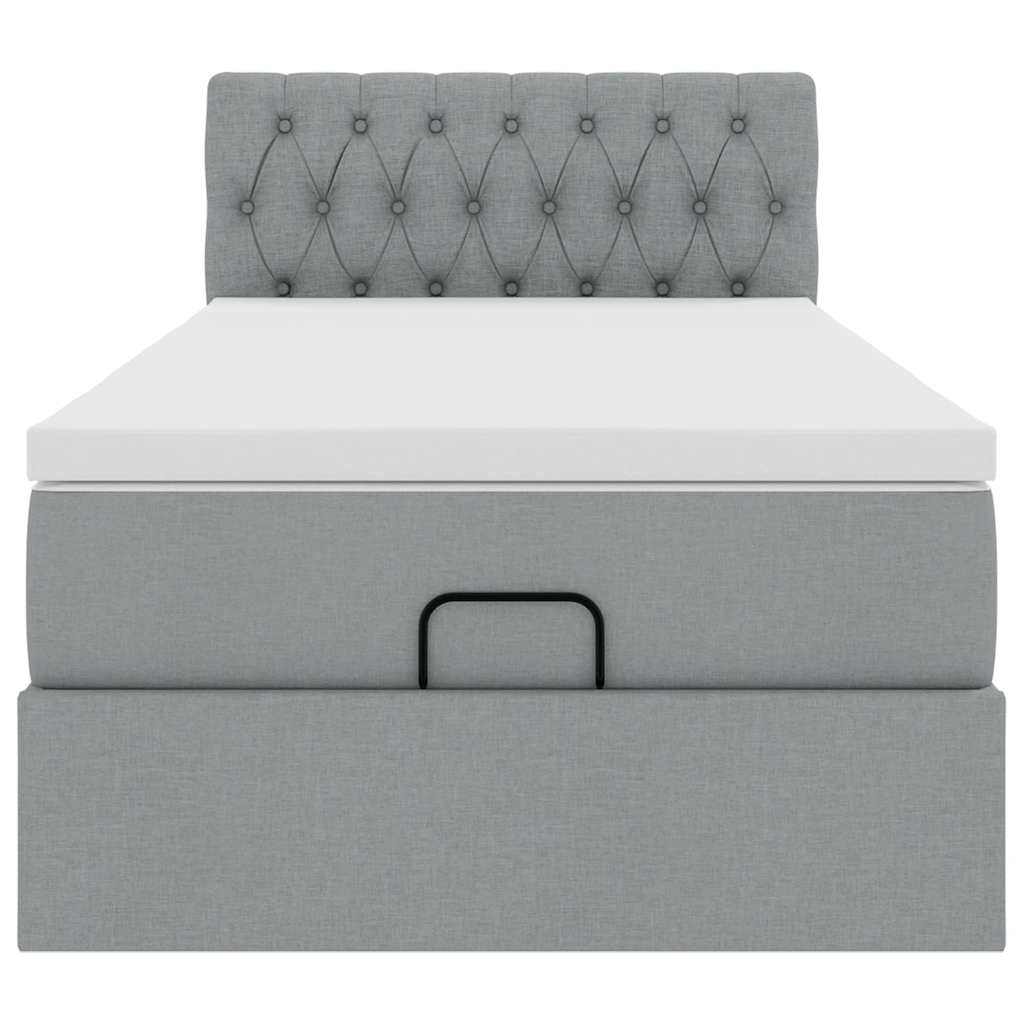 vidaXL Lit ottoman avec matelas Gris clair 100x200 cm Tissu