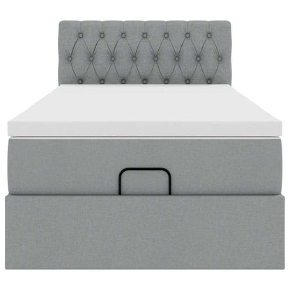 vidaXL Lit ottoman avec matelas Gris clair 100x200 cm Tissu