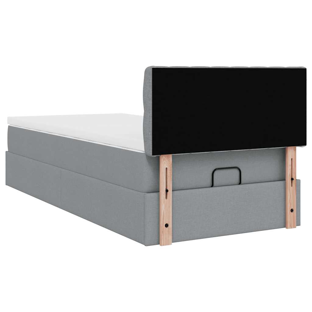 vidaXL Lit ottoman avec matelas Gris clair 100x200 cm Tissu