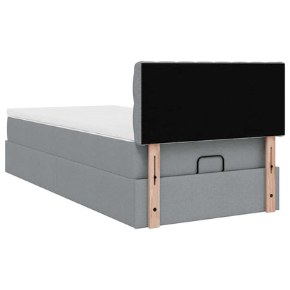 vidaXL Lit ottoman avec matelas Gris clair 100x200 cm Tissu