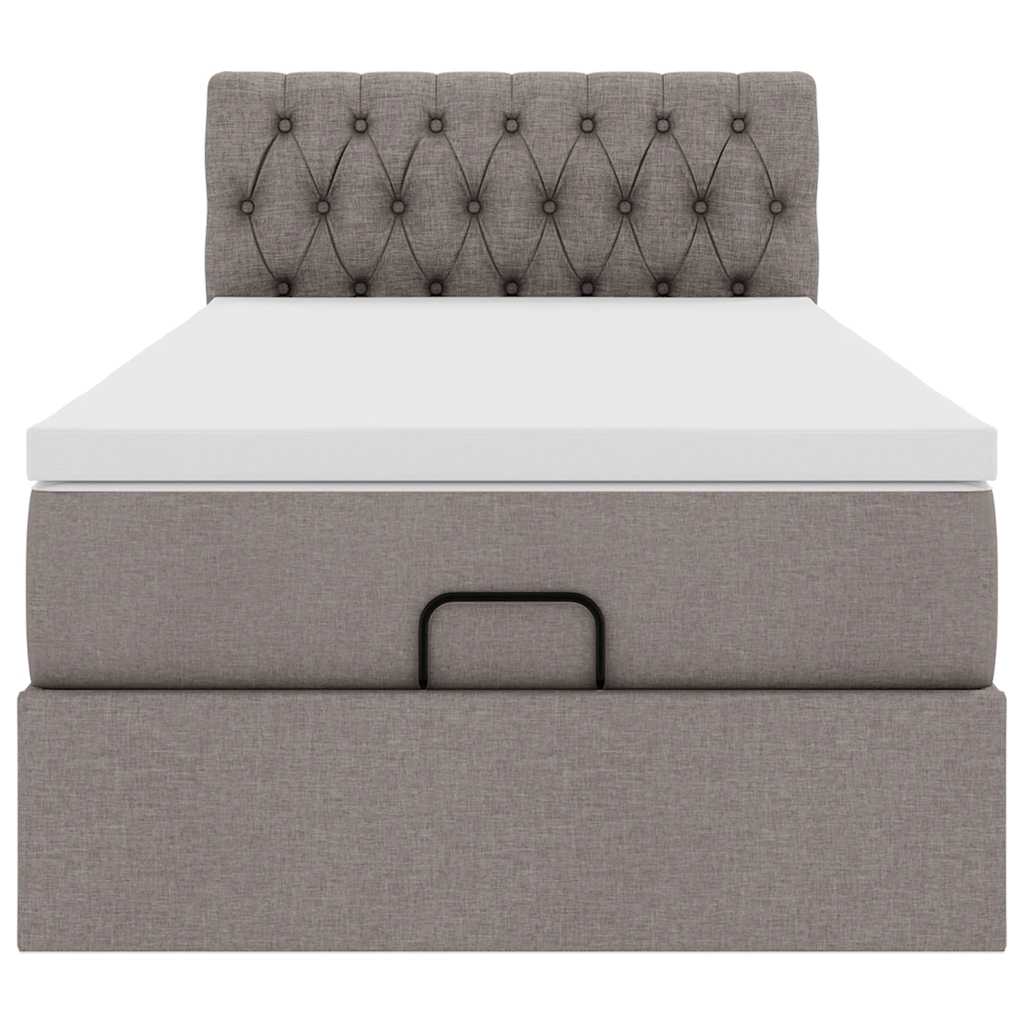 vidaXL Ottoman-Bett mit Matratze Taupe 100x200 cm Stoff