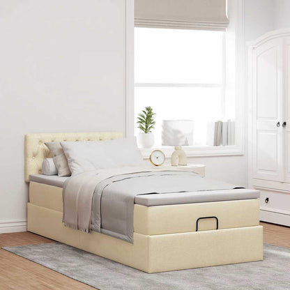 vidaXL Lit ottoman avec matelas Crème 100x200 cm Tissu